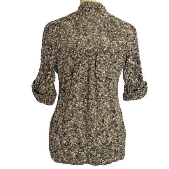Chicos Cardigan Open Front Marled Knit Roll Tab Half Sleeve 0 US S - Picture 5 of 6